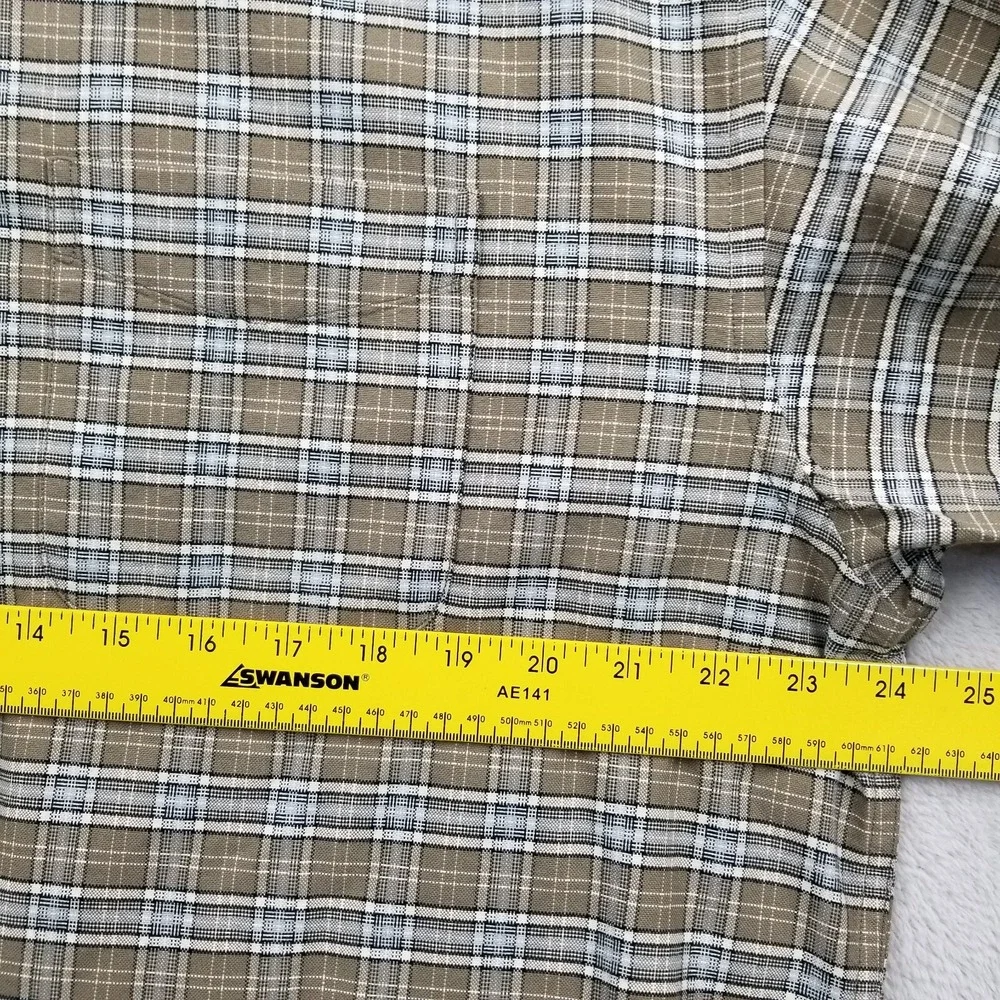 Banana Republic Shirt Men L Brown‎ Plaid Cotton Oxford Long Sleeve Dress Pocket